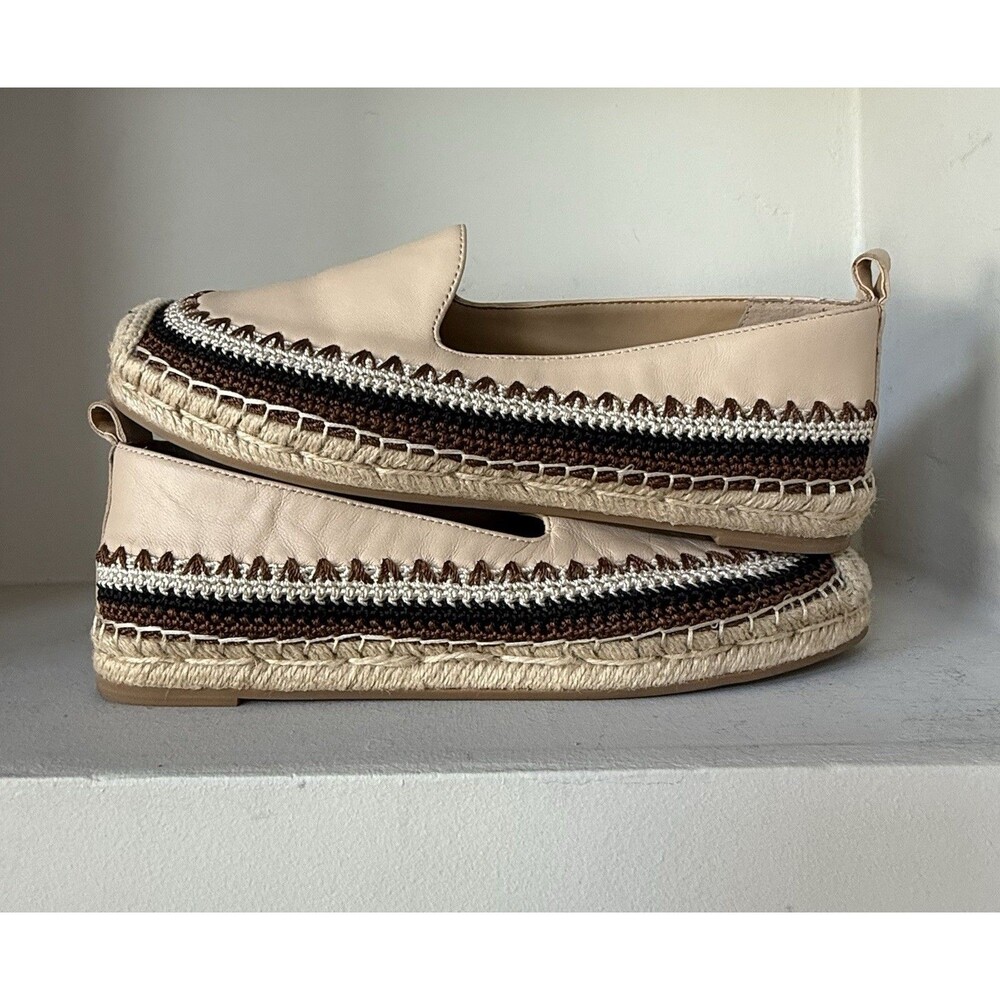 Chico's Giada Deco Espadrille Flats Nude Crochet WOMEN 8M SLIP ON COASTAL - Picture 6 of 11